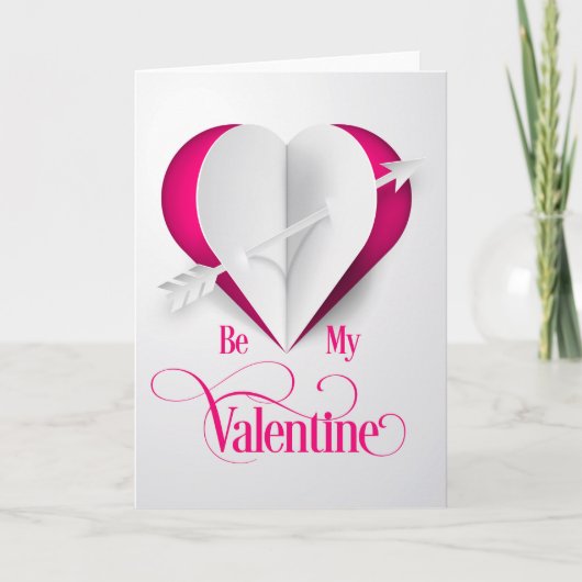 Valentine "Be My Valentine" Arrow/Herz P Karte (Vorderseite)
