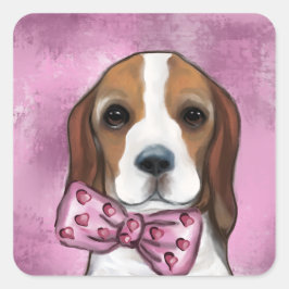 VALENTINE BEAGLE QUADRATISCHER AUFKLEBER