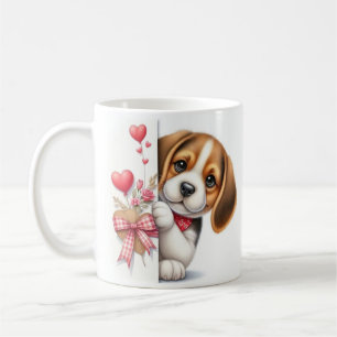 "Valentine Beagle Welpe - Niedlicher Liebe-Themed  Kaffeetasse