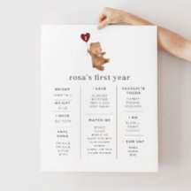 Valentine Bear Balloon Milestone Poster