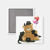 Valentine Bear & Black Cats von Bihrle Magnet (Vorderseite/Rückseite)