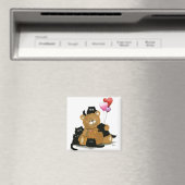 Valentine Bear & Black Cats von Bihrle Magnet (In Situ (Geschirrspüler))