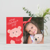 Valentine Bear Foto Card Feiertagskarte (Stehend Vorderseite)