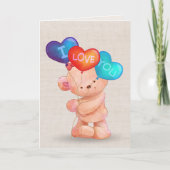 Valentine Bear mit mir Liebe Sie Balloons Karte (Vorderseite)