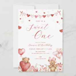 Valentine Bear Sweet One 1st Birthday Invite Einladung