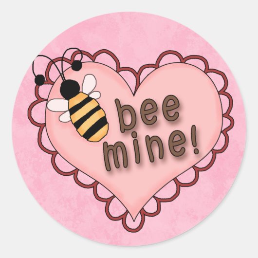 Valentine Bee Aufkleber (Vorderseite)