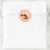 Valentine Bee Personalisiert Name Round Stickers (Tasche)
