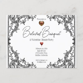Valentine Beloved Banquet Dinner Party Einladungspostkarte