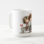 Valentine Bench Buddies Illustration Kaffeetasse (Vorderseite Links)