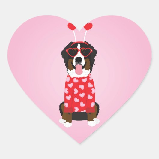 Valentine Bernese Mountain Dog Herz-Aufkleber (Vorderseite)