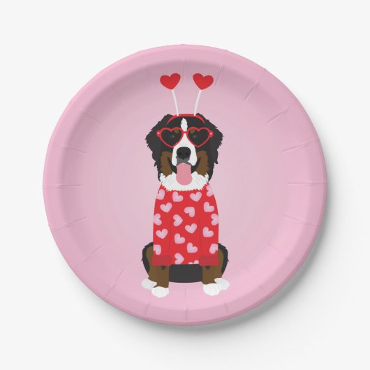 Valentine Bernese Mountain Dog Pappteller (Vorderseite)
