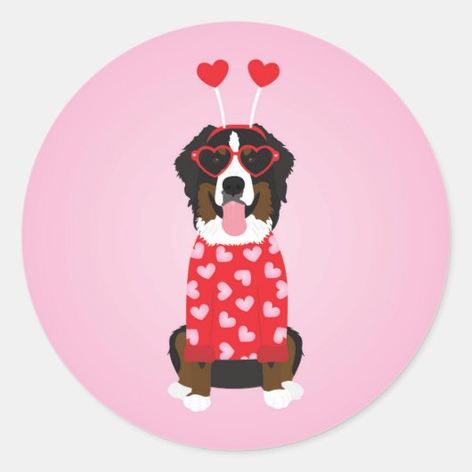 Valentine Bernese Mountain Dog Runder Aufkleber (Vorderseite)