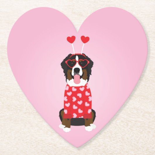 Valentine Bernese Mountain Dog Untersetzer (Vorderseite)
