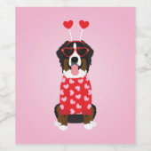 Valentine Bernese Mountain Dog Weinetikett (Einzelnes Label)
