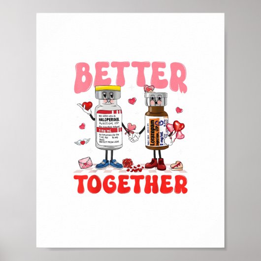 Valentine Better Together Nurse Pink Bow Modern De Poster (Vorne)