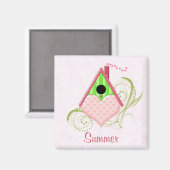 Valentine Birdhouse Magnet mit Hintergrund (Vorderseite/Rückseite)