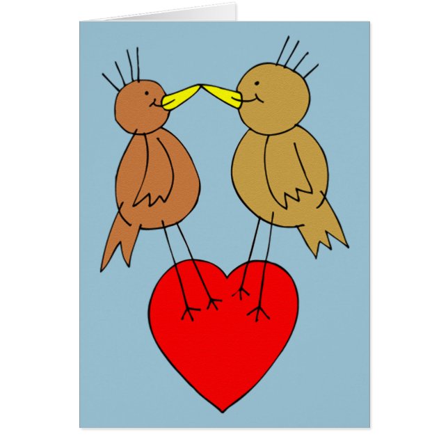 Valentine Birds on a Heart Card (Vorne)