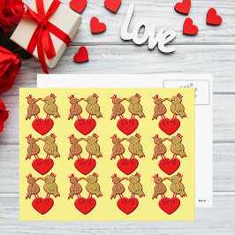 Valentine Birds on a Heart Pattern Postcard Feiertagspostkarte