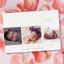 Valentine Birth Announcement Gold 3 Foto Herz