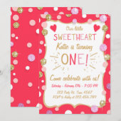 Valentine Birthday Einladung Little Sweetheart (Vorne/Hinten)