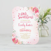 Valentine Birthday Einladung Sweetheart Pink Gold (Stehend Vorderseite)