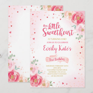 Valentine Birthday Einladung Sweetheart Pink Gold