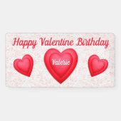 Valentine Birthday Extravagant Red Hearts Banner (Horizontal)