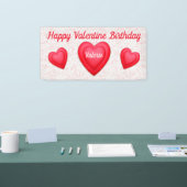 Valentine Birthday Extravagant Red Hearts Banner (Messe)