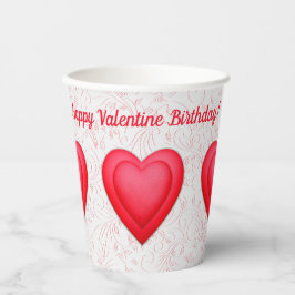 Valentine Birthday Extravagant Red Hearts Pappbecher
