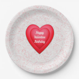 Valentine Birthday Extravagant Red Hearts Personal Pappteller