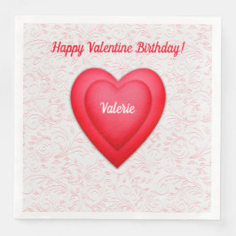 Valentine Birthday Extravagant Red Hearts Serviette