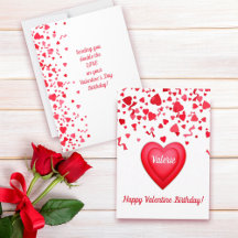 Valentine Birthday Modern Red Confetti Herz
