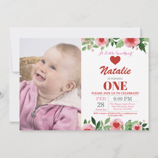 Valentine Birthday Our Little Sweetheart Einladung (Vorderseite)