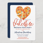 Valentine Birthday Pizza Party Einladung (Vorne/Hinten)