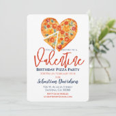 Valentine Birthday Pizza Party Einladung (Stehend Vorderseite)