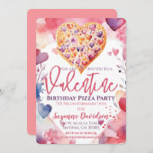 Valentine Birthday Pizza Party Einladung (Vorne/Hinten)