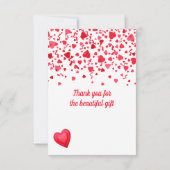 Valentine Birthday Red Confetti Hearts Dankeskarte (Rückseite)