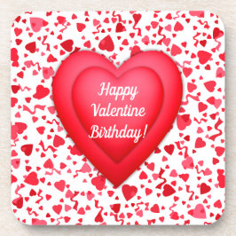 Valentine Birthday Red Confetti Hearts Getränkeuntersetzer