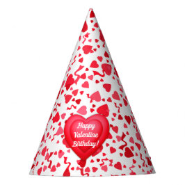 Valentine Birthday Red Confetti Hearts Partyhütchen