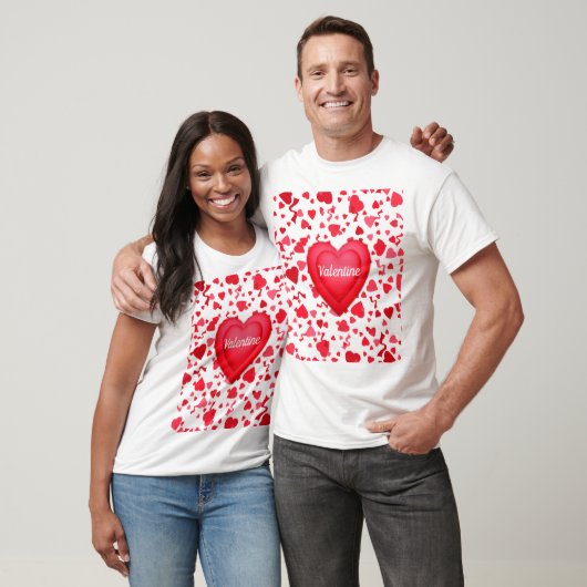 Valentine Birthday Red Confetti Hearts T-Shirt (Unisex)