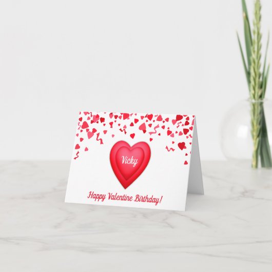 Valentine Birthday Red Confetti Herz geflochten (Vorderseite)