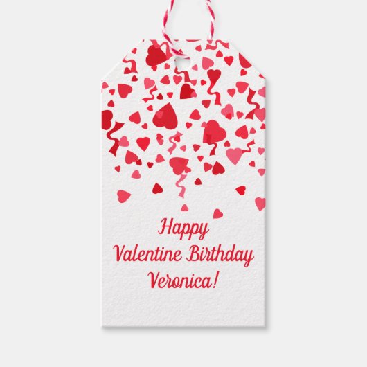 Valentine Birthday Red Confetti Personalisiertes H Geschenkanhänger (Vorderseite)