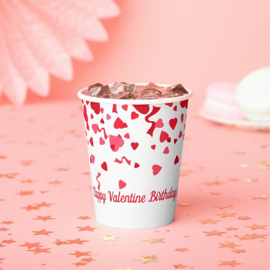 Valentine Birthday Red Confetti Personalisiertes H Pappbecher (Insitu)