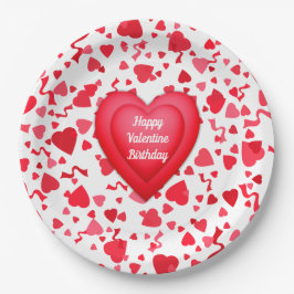 Valentine Birthday Red Confetti Personalisiertes H Pappteller