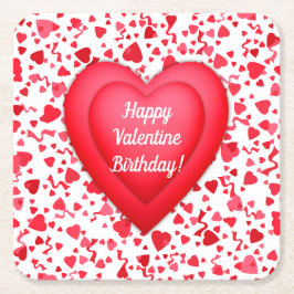 Valentine Birthday Red Confetti Personalisiertes H Rechteckiger Pappuntersetzer