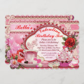 Valentine Birthday Tea Party Einladung (Vorne/Hinten)