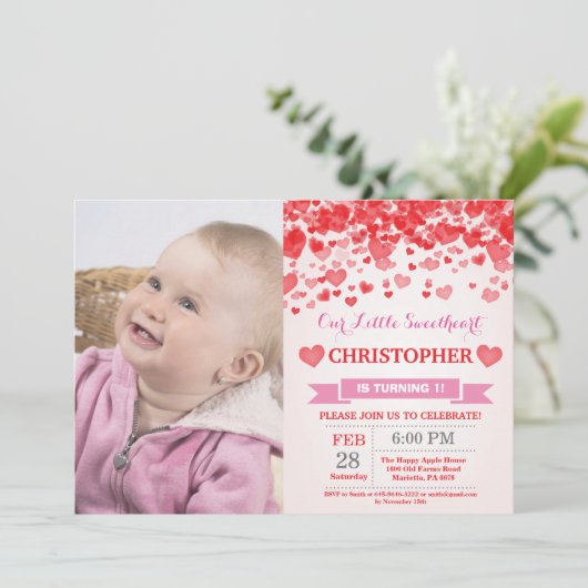 Valentine Birthday Unser kleines Süße Einladung (Stehend Vorderseite)