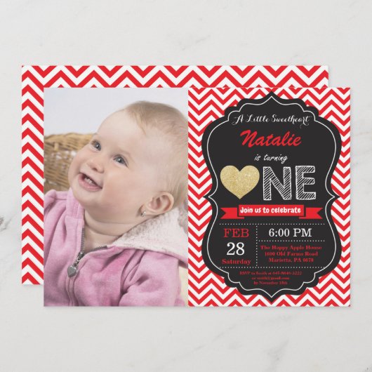 Valentine Birthday Unser kleines Süße Einladung (Vorne/Hinten)