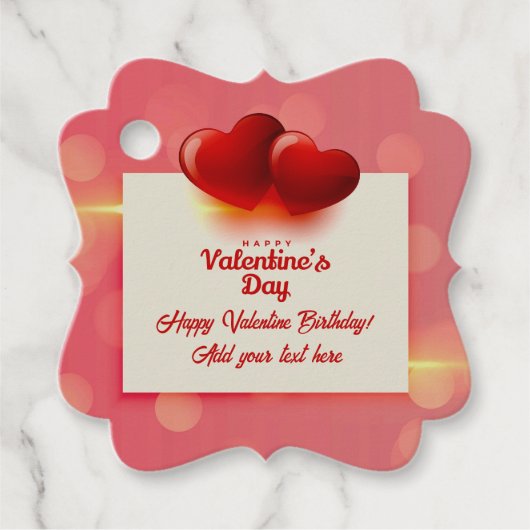 Valentine Birthday With Red Hearts - Romantic Love Geschenkanhänger (Vorderseite)