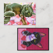 Valentine Black Cat Doppelseitiger ACEO-Druck Visitenkarte (Vorne/Hinten)